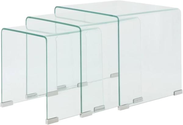 3er Set Satztisch Glas Transparent