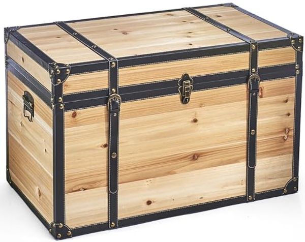 Kobolo Truhe Schatztruhe Holztruhe FLORENCE mit Details Größe L