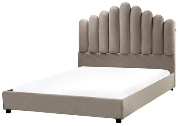 Wasserbett Samtstoff VINCENNES 140 x 200 cm Taupe