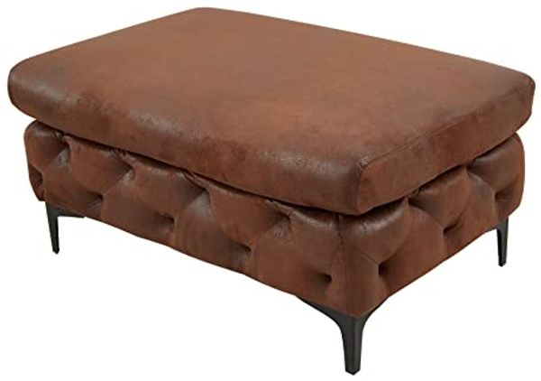 riess-ambiente Fußhocker MODERN BAROCK 92cm antik braun / schwarz · Fußhocker mit Ziersteppung (Einzelartikel, 1 St), Wohnzimmer-Hocker aus Microfaser im Retro-Design · mit Federkern