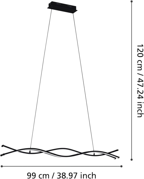 Eglo 99317 LED Hängeleuchte LASANA 3 weiß L:98,5 B:8 H:120cm 3000K höhenverstellbar Bild 6