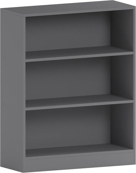 Vida Designs Cambridge Bücherregal mit 3 Etagen, niedrig, Holzregal, Aufbewahrungseinheit, Büro, Wohnzimmer, Möbel, Grau
