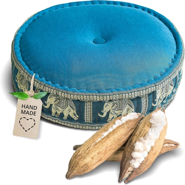 livasia Meditationskissen Zafukissen groß (Deluxe) vegan und handgefertigt, 44x15cm, Kapok