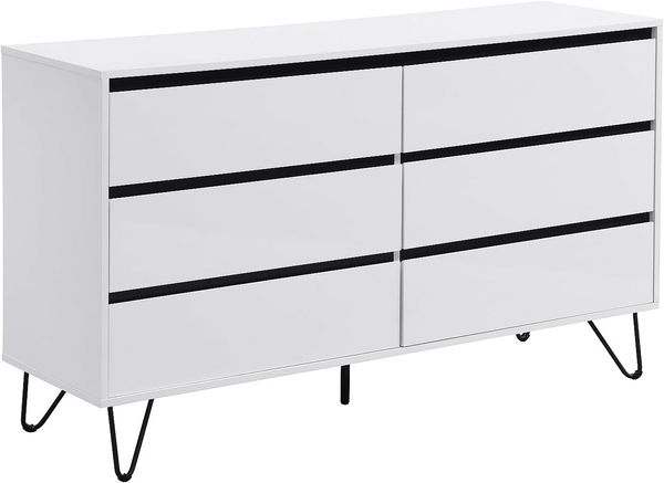Vente-unique - ABUJA Kommode Holz, Platte Weiß - B 40 cm x H 80 cm x L 140 cm