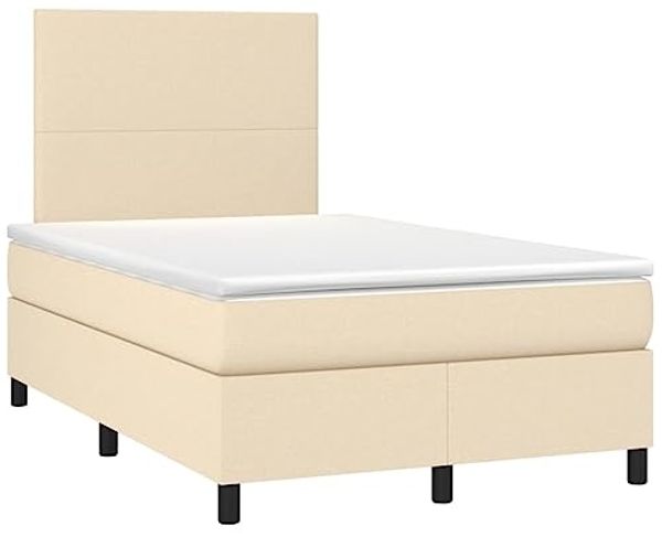 vidaXL Boxspringbett mit Matratze Creme 120x200 cm Stoff, Härtegrad: H2 [3141606]