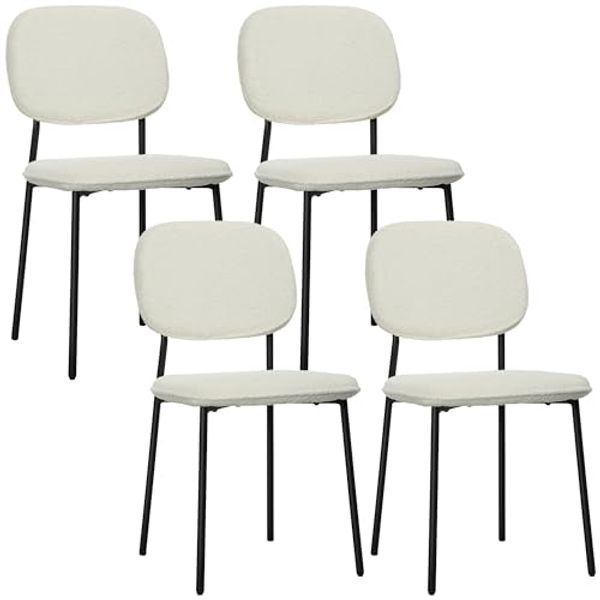 HOMCOM Esszimmerstuhl 4er-Set moderne gepolsterte Küchenstühle mit Rückenlehne (gepolsterter Sitzfläche, 4 St), für Esszimmer, Wohnzimmer, Weiß