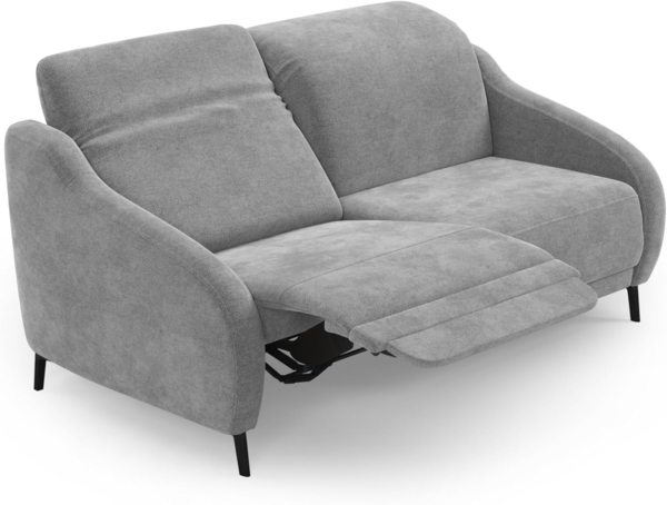 CAVADORE 3er-Sofa Blue / 3-Sitzer Couch im modernen Design mit motorischer TV-Funktion inklusiv Klapptisch, Kopfteilverstellung und mattschwarzen Metallfüßen / 192 x 93 x 104 / Mikrofaser, Mittelgrau Bild 5
