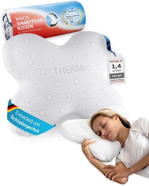 Third of Life Kopfkissen ACAMAR Schmetterlingskissen, Ergonomisches Visco-Kopfkissen, Memory Foam Kissen mit Thermo-Bezug