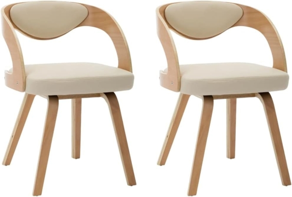 Esszimmerstühle 2 Stk. Creme Bugholz und Kunstleder [283104]