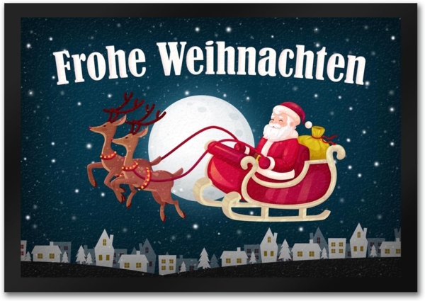 speecheese Fußmatte Frohe Weihnachten Fußmatte mit Weihnachtsmann Motiv Nikolaus Rentier