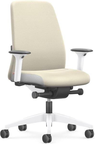 Interstuhl Every Interior Edition – Der Bürostuhl folgt der Bewegung des Körpers nach vorne und hinten – mit Verstellbarer Lordosenstütze (Beige | Weiß)