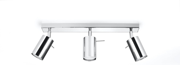 Deckenleuchte, Chrom, 3-flammig, Stahl, bewegliche Strahler Bild 2