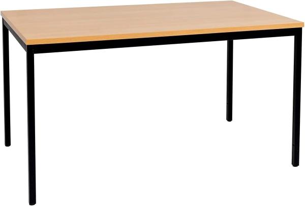 Furni24 Rechteckiger Universaltisch mit laminierter Platte Buche 120 x 80 x 75 cm, Metallgestell und niveauausgleichs Füßen, ideal im Homeoffice als Schreibtisch, Konferenztisch, Computertisch, Esstisch