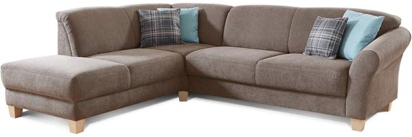 CAVADORE Ecksofa Gootlaand / Große Sitzecke im Landhausstil inkl. praktischer Vorziehfunktion und Bettkasten / Mit Federkern-Polsterung / 257 x 84 x 212 / Braun