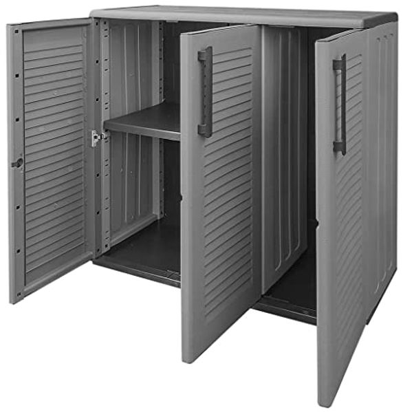vidaXL Gartenschrank Grau und Schwarz 102 x 37 x 84 cm PP Bild 7