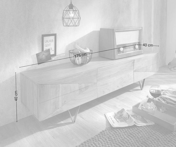 Fernsehtisch Wyatt Akazie Natur 175 cm 2 Türen 1 Klappe Designer Lowboard Bild 8