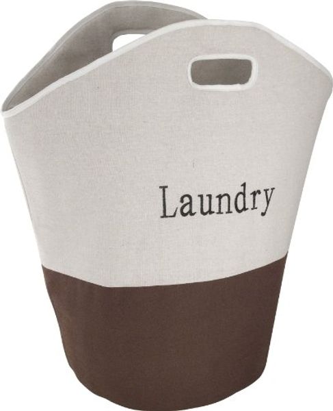 Sanwood 1010038 Wäschetasche Frida gepolstert mit Beschriftung, Wäschesammler aus Polyester und Baumwolle, Stoff, Mocca, 60. 0x60. 0x53. 0 cm