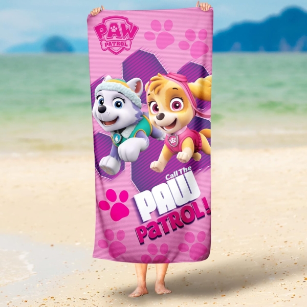 BERONAGE Strandtücher Paw Patrol Kinder Badetuch Girl's Rosa 60x120 cm, 100% Baumwolle (1-St), Frottee in Velours-Qualität Bild 2