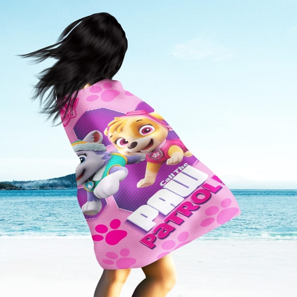 BERONAGE Strandtücher Paw Patrol Kinder Badetuch Girl's Rosa 60x120 cm, 100% Baumwolle (1-St), Frottee in Velours-Qualität Bild 3