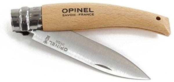 Opinel Garden N°08 - Messer - Buchenholz - 8.5 cm - kleine schwarze Striche, Grifffarbe Hellgelb bis Rosa