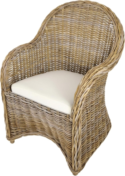 Kobolo Rattanstuhl BOSTON NEW Sessel aus Rattan grau (kubu grey)