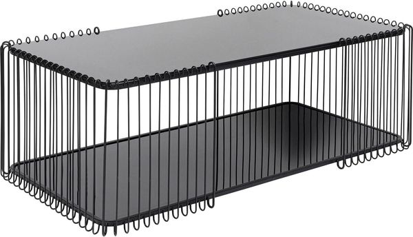 Kare Design Couchtisch Wire Double, Schwarz, Pflegeleicht Sicherheitsglas, Wohnzimmertisch, Stahlgestell, Tischplatte aus Glas, Wohnzimmer, Rechteckig, 42 x 120 x 60 cm (H/B/T) Bild 3