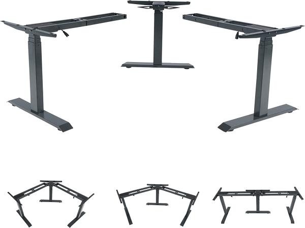3in1 Gestell HWC-D40, variables Tischgestell, elektrisch höhenverstellbar Memory 47kg ~ anthrazit-grau