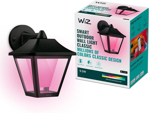 WiZ Garden Lighting Classic Wandleuchte schwarz Smart-LED - farbiges & weißes Licht - 230V