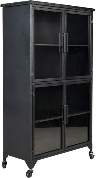 Schwarze Vintage Vitrine Kommode FERRE L