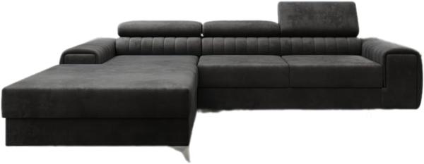 Designer Sofa Melinda mit Schlaf- und Klappfunktion Samt Anthrazit Links