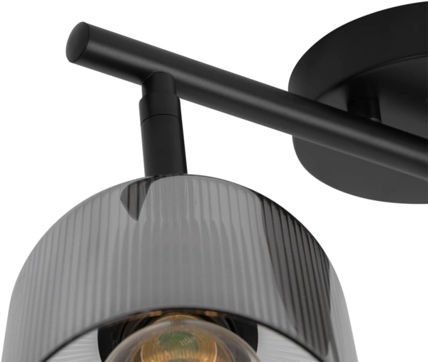 Qazqa LED Aufbaustrahler Laura, ohne Leuchtmittel, E27, Grau, Art Deco, Glas, 2-flammig Bild 5