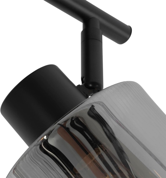 Qazqa LED Aufbaustrahler Laura, ohne Leuchtmittel, E27, Grau, Art Deco, Glas, 2-flammig Bild 3