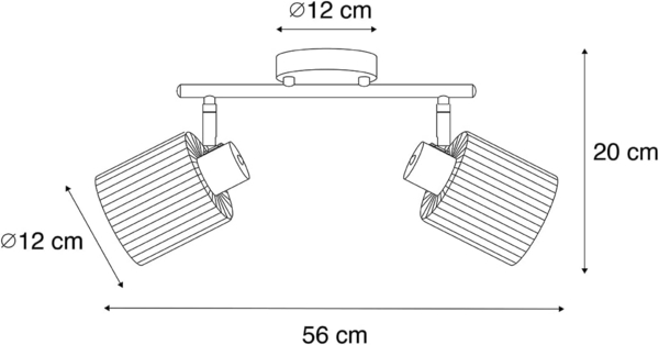 Qazqa LED Aufbaustrahler Laura, ohne Leuchtmittel, E27, Grau, Art Deco, Glas, 2-flammig Bild 4