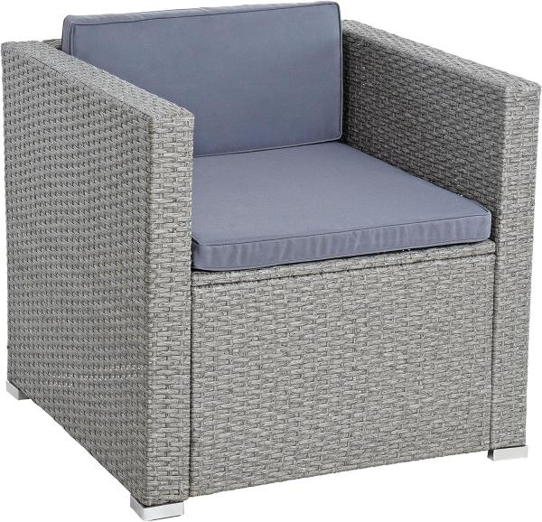 Polyrattan Loungesessel Gartensessel Rattan Sessel Gartenstuhl Stuhl Grau-Mix