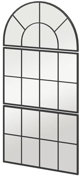 HOMCOM Wandspiegel mit Metallrahmen, dekorative Fensterspiegel (Hängespiegel, 3-St, bogenförmiger Spiegel), für Badezimmer Wohnzimmer Schwarz