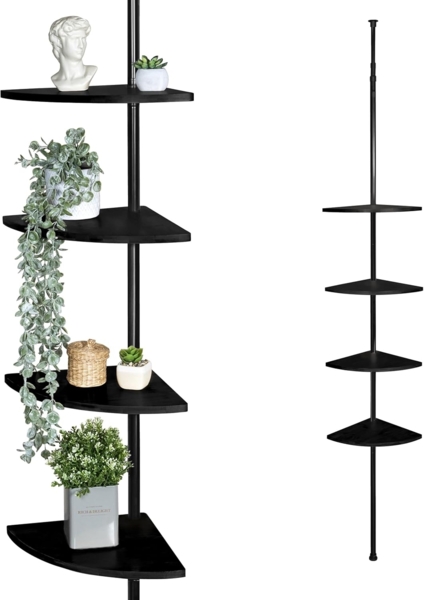 bremermann Eckregal Teleskopregal mit 4 Bambus Ablageböden