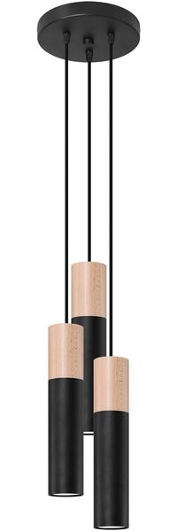 SOLLUX SL. 1014 Pendelleuchte PABLO 3P schwarz L: 200, B: 200, H: 1000, GU10/40W, dimmbar