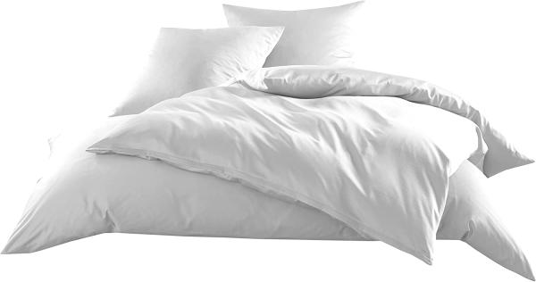 Bettwaesche-mit-Stil Mako-Satin / Baumwollsatin Bettwäsche uni / einfarbig weiß Kissenbezug 40x80 cm