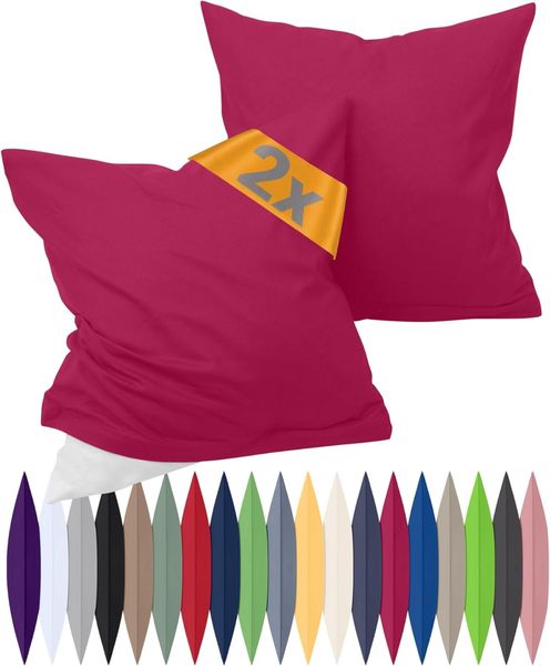 npluseins Renforcé-Kissenbezüge im Doppelpack - 100% Baumwolle - schlicht und edel 698. 898, 40x80 cm, Bordeaux