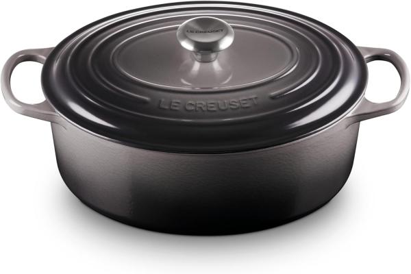 Le Creuset Bräter 'Signature' , Gusseisen , Oval, für alle Herdarten und Induktion geeignet, Flint, 31,0 cm