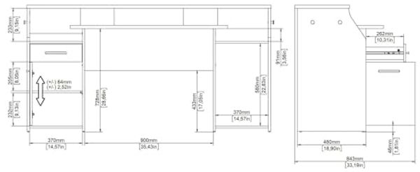 Dmora - Schreibtisch Mezzani, Arbeitstisch mit 1 Tür und 1 Schublade, ideal für Büro und Gaming, 171x62 h89 cm, Grau Bild 2
