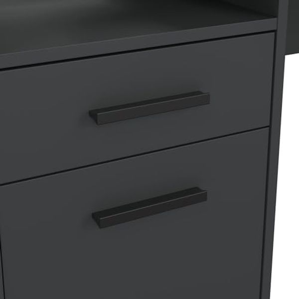 Dmora - Schreibtisch Mezzani, Arbeitstisch mit 1 Tür und 1 Schublade, ideal für Büro und Gaming, 171x62 h89 cm, Grau Bild 6