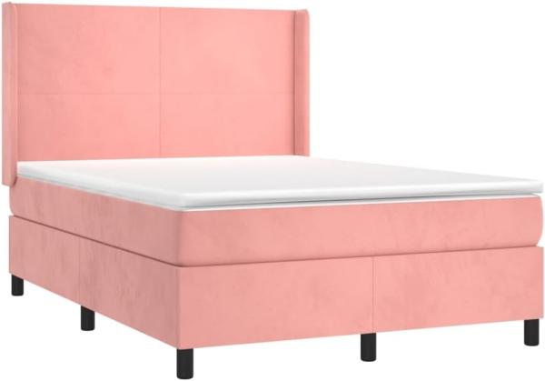 vidaXL Boxspringbett mit Matratze Rosa 140x190 cm Samt 3132560