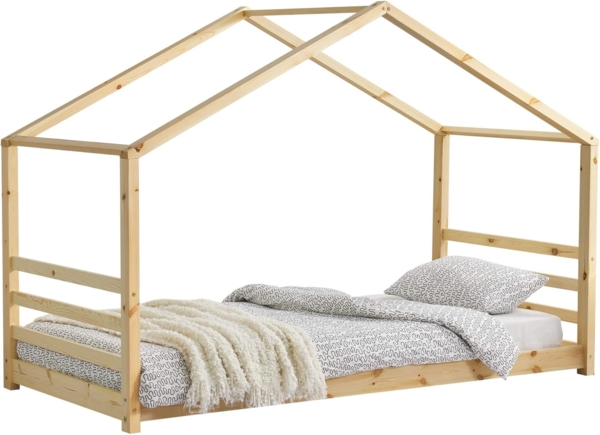 en.casa Hausbett Natur 90x200 cm, inkl. Lattenrost
