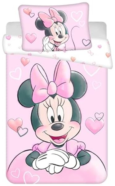 Minnie Mouse Baby Bettwäsche „Powder Pink“ – Baumwolle 100x135 + 40x60 cm