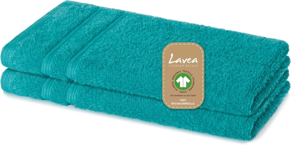 Lavea Gästehandtuch Bali, 30x50cm aus 100% Bio-Baumwolle, einzigartig weiche Gästetücher mit Aufhänger (Set, 2-St), hochwertiges und nachhaltiges Premium Gästetuch – saugstarke Faser