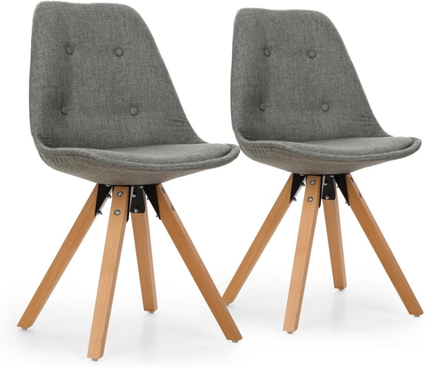 Iseo Schalenstuhl 2-er Set gepolsterte PP-Schale Birkenholz grau Grau