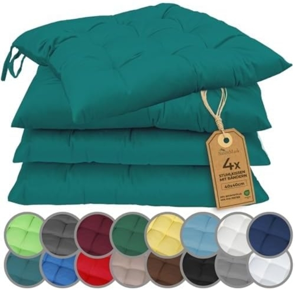 NatureMark Sitzkissen Sitzkissen 40 X 40 CM, Universal Sitzpolster Kissen, schadstoffgeprüft, Petrol