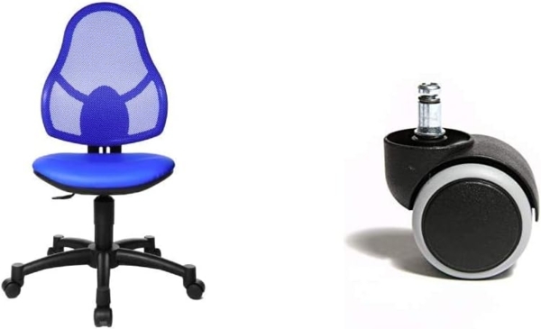 Topstar Open Art Junior, Bürostuhl, Schreibtischstuhl für Kinder und Jugendliche, royal blau & 6991 Rollenset, Hartbodenrollen für Bürostuhl, Rollenset = 5 Rollen für Schreibtischstuhl, schwarz Bild 1