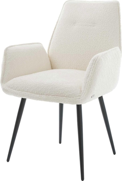 Esszimmerstuhl Zoa-Flex Bouclé Weiß 4-Fuß konisch Schwarz Taschenfederkern